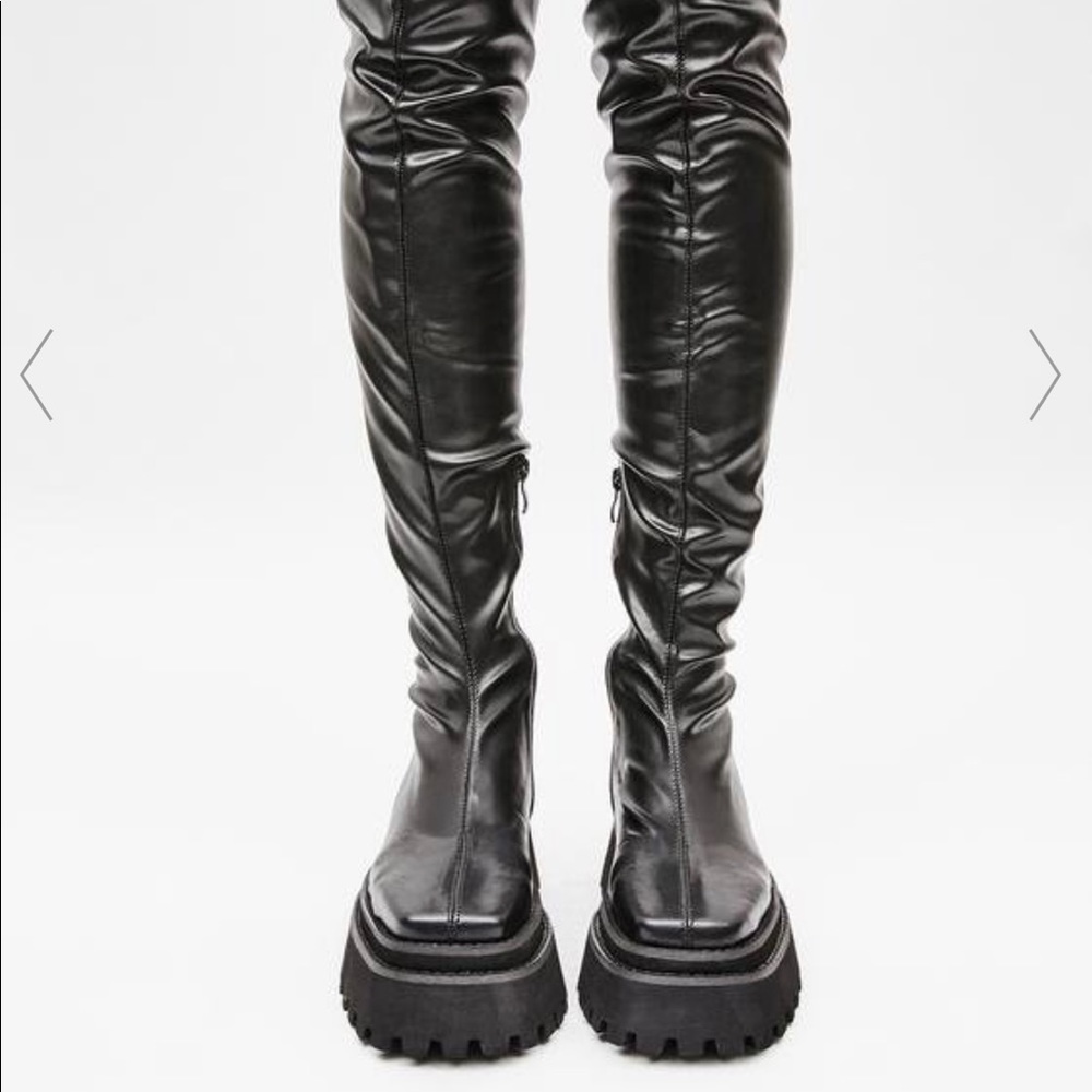 Dolls Kill Over the knee black platform boots
